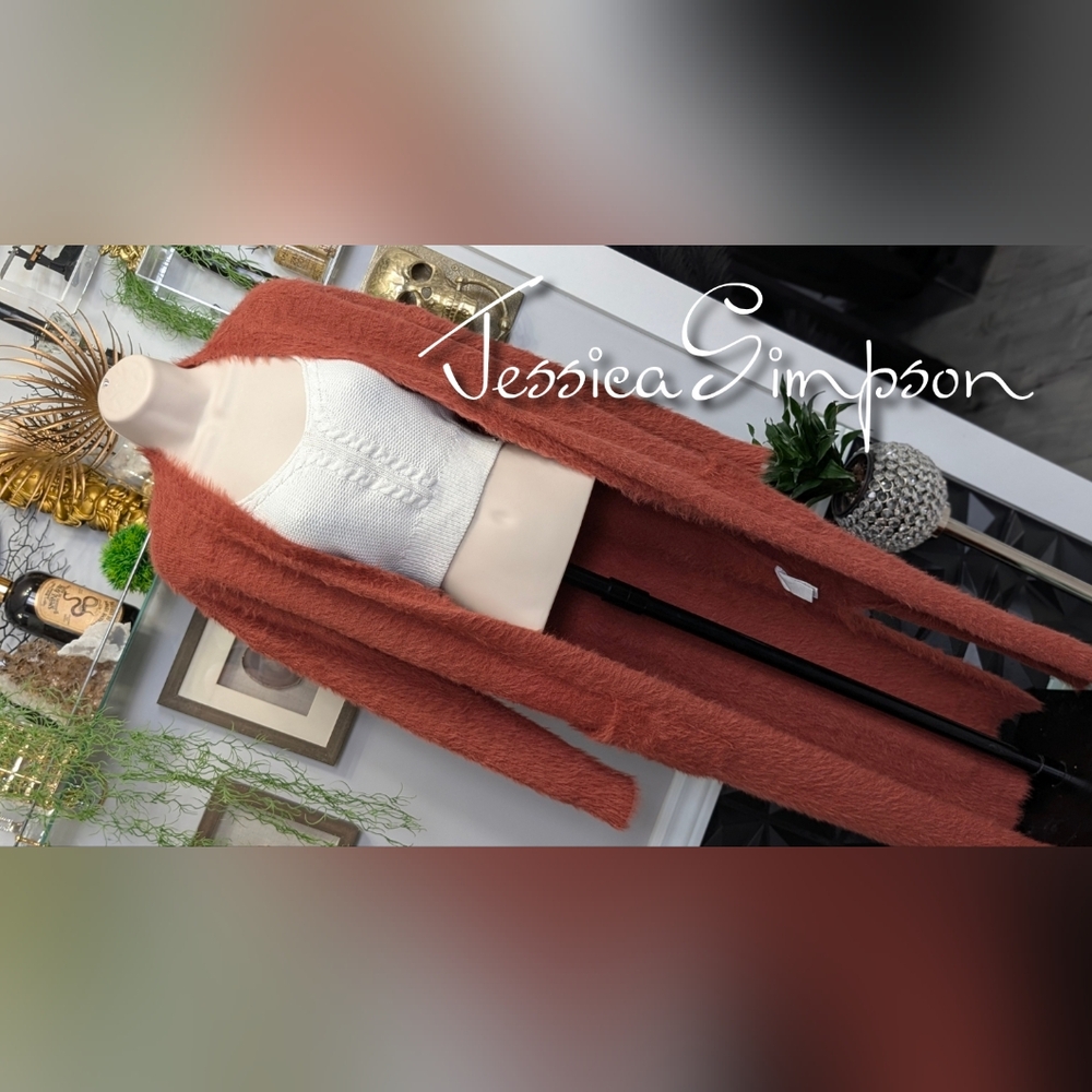 Jessica Simpson Burnt Orange Faux Fur Cardigan XS-SM